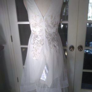 BCBGMAXAZRIA White Embroidered Gown